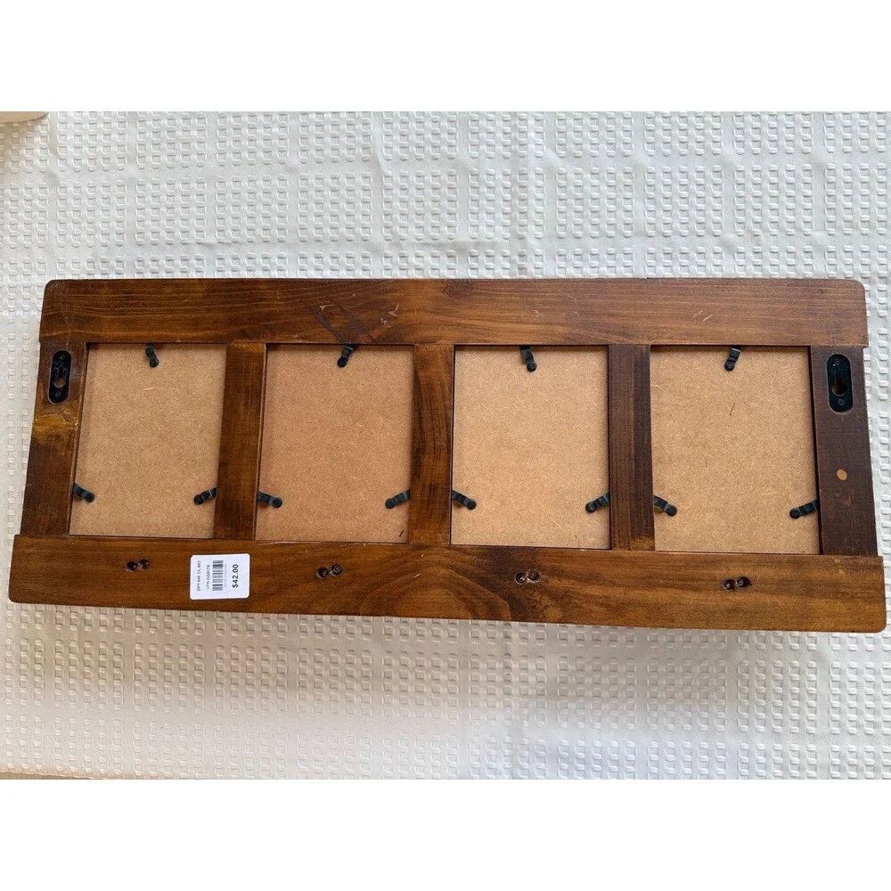 Rustic Cowboy Horseback Riding Wood Wall Hook Rack 4-Hook